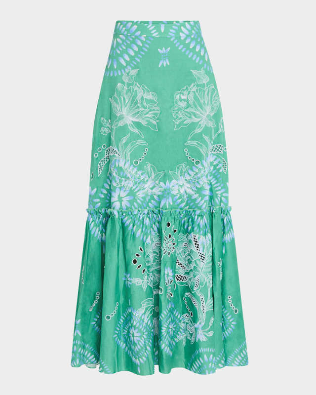 Jordan Floral Embroidered Flare Maxi Skirt